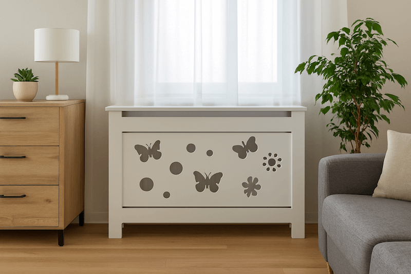 czym zasłonić kaloryfer z motywem motyli